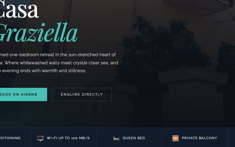 Casa Graziella holiday rental website screenshot